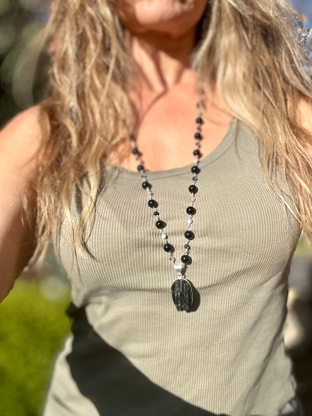 Black Tourmaline Wire Necklace