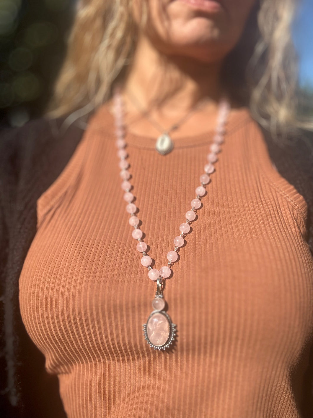 Rose Quartz Wire Necklace