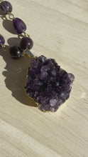 Load and play video in Gallery viewer, Amethyst Wire Necklace with Amethyst  Druzy Pendant .
