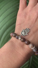 Load and play video in Gallery viewer, Pietersite With Hamsa Hand Charm Bracelet
