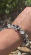 Load and play video in Gallery viewer, Tourmaline in Quartz Faceted Barrel Bracelet.
