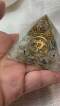 Load and play video in Gallery viewer, Rainbow Moonstone Orgonite Pyramid
