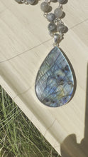 Load and play video in Gallery viewer, Labradorite Wire Necklace With Large Pendant.
