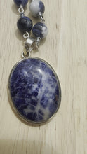 Load and play video in Gallery viewer, Sodalite Wire Necklace With Lapis Lazuli.
