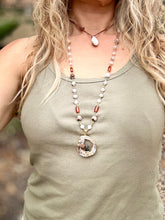 Load image into Gallery viewer, Wire Necklace Druzy Agate Slice with Black Tourmaline
