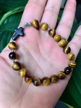 Load image into Gallery viewer, Tigers Eye with Black Cross &amp; Evil Eye
