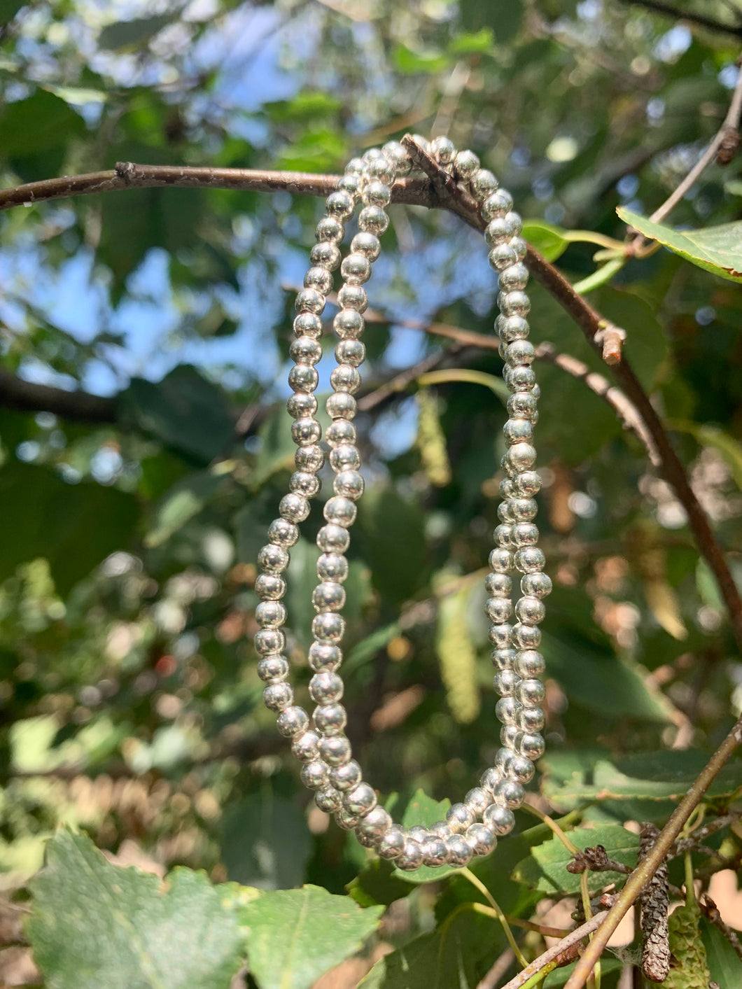 Sterling Silver Plated  Round Beads Bracelet.