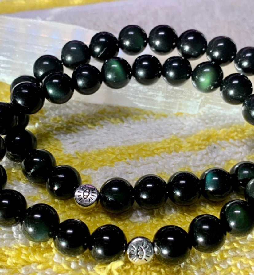 Rainbow Sheen Obsidian Bracelet