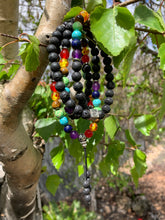 Load image into Gallery viewer, Lava Stone Chakra Mala Necklace/bracelet
