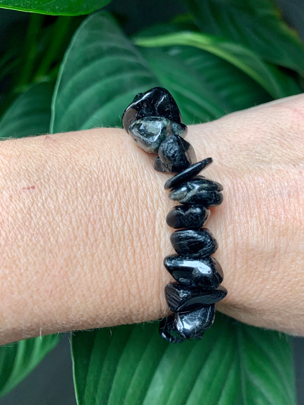 Black Tourmaline Chunky Chip Bracelet