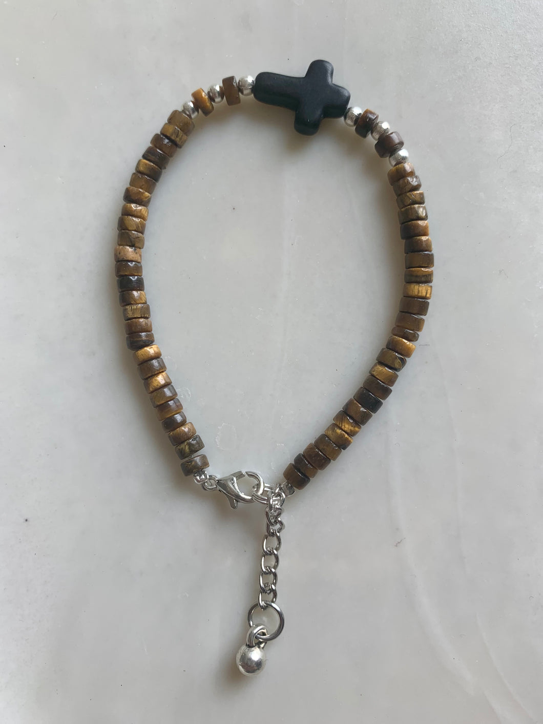 Tigers Eye Heishi Bracelet (Adjustable Length)