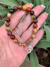 Load image into Gallery viewer, Wooden Mala Beads With Sandalwood &amp; Om Charm
