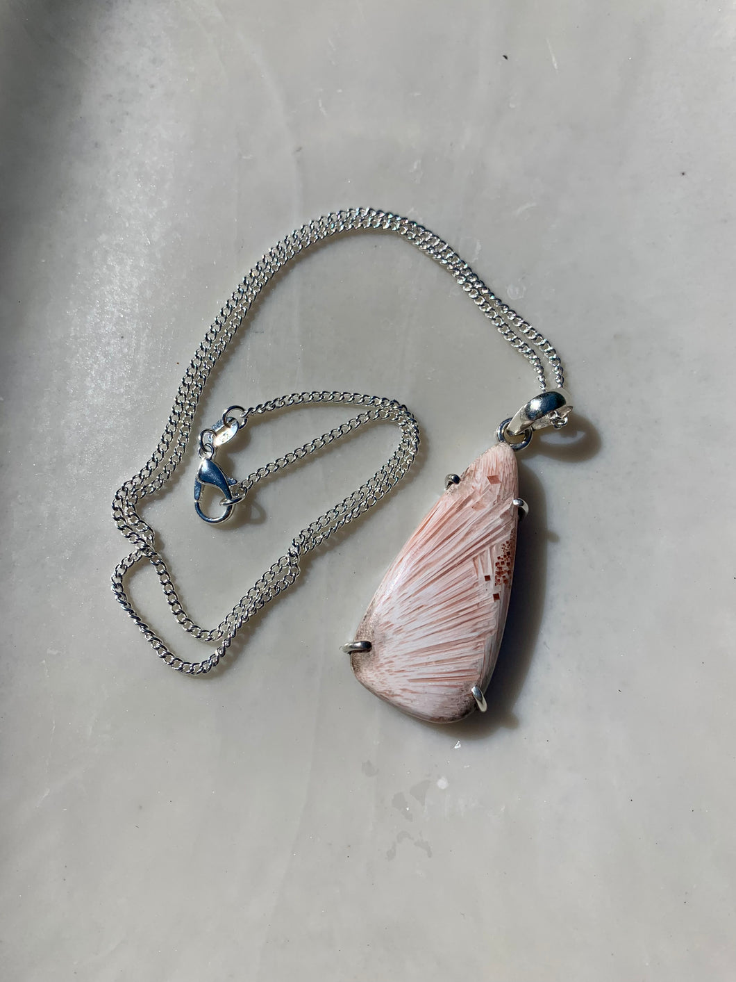 Scolecite Sterling Silver  Pendant.