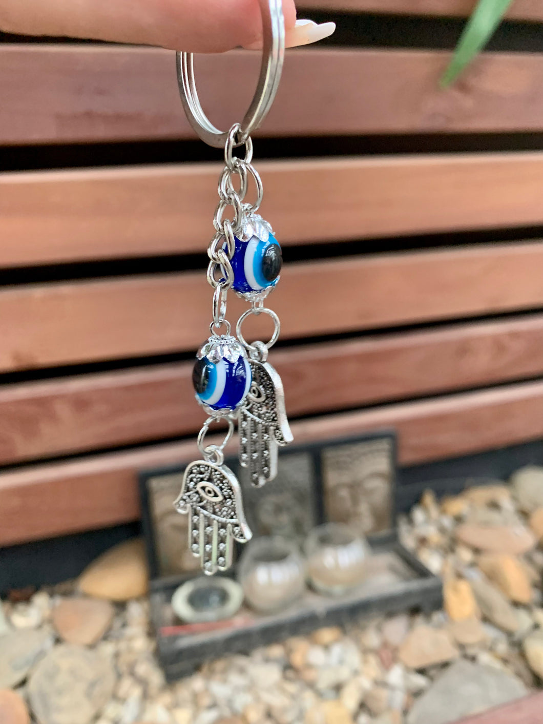 Hamsa Hand with Evil Eye Key Charms