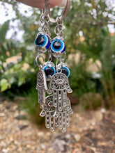 Load image into Gallery viewer, Hamsa Hand with Evil Eye Key Charms
