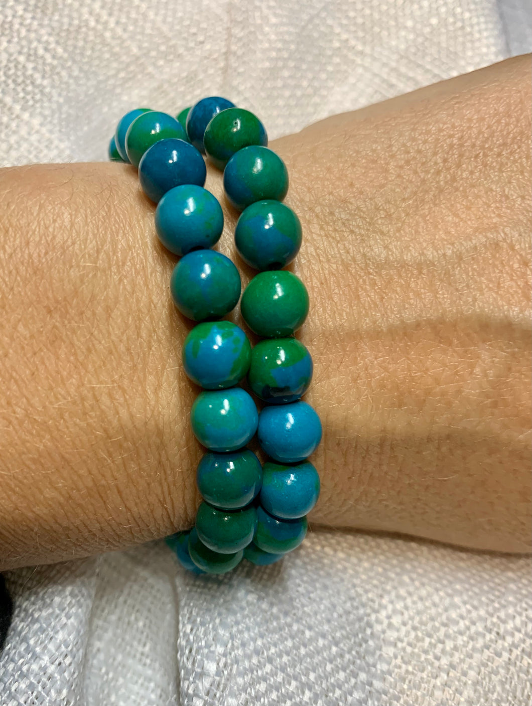 Azurite & Chrysocolla  Bracelet ( colour enhanced)