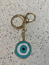 Load image into Gallery viewer, Light Blue Evil Eye Key Charm
