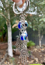 Load image into Gallery viewer, Hamsa Hand with Evil Eye Key Charms
