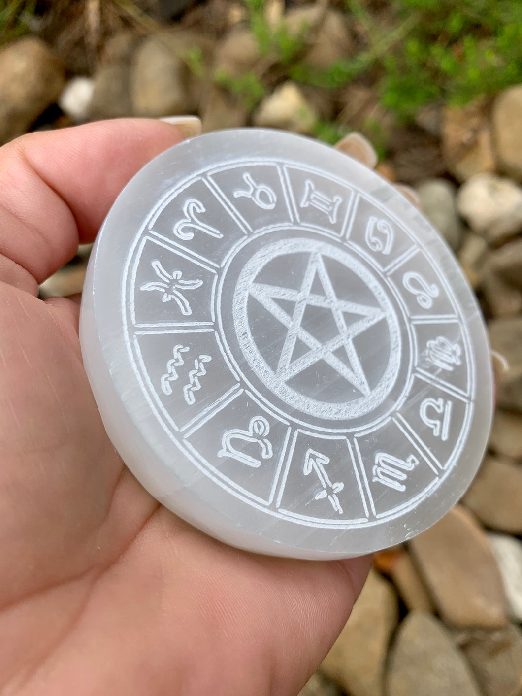 Selenite Astrology Plate