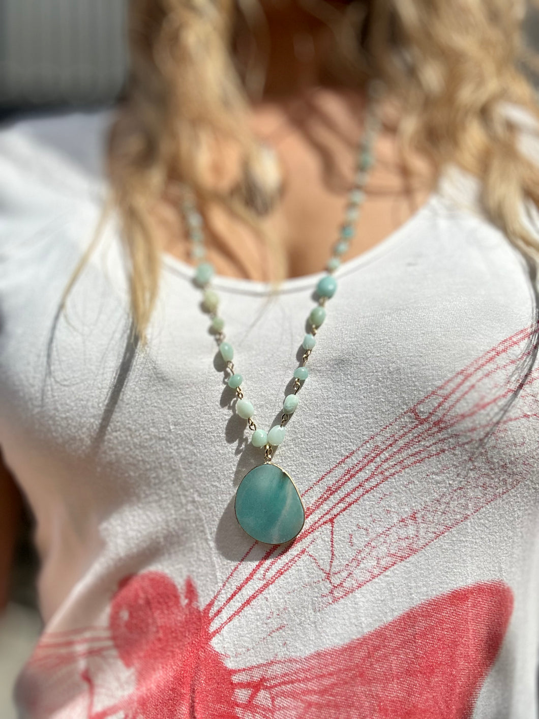 Amazonite Wire Necklace.