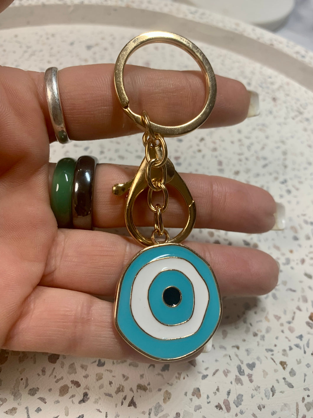 Light Blue Evil Eye Key Charm