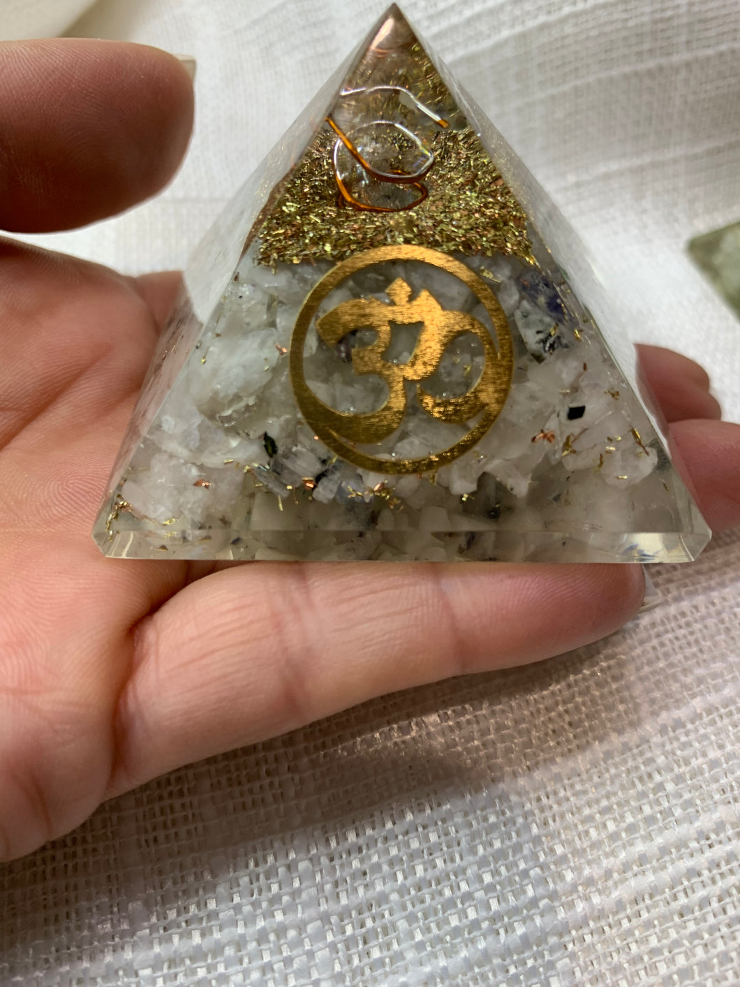 Rainbow Moonstone Orgonite Pyramid