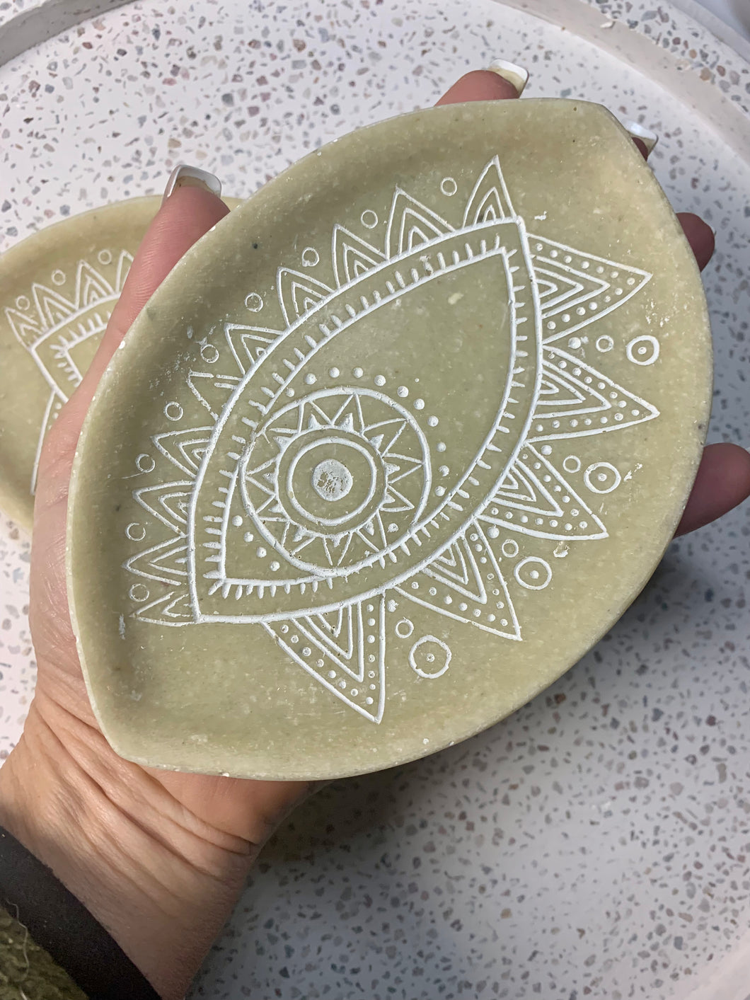 Sandstone Evil Eye Trinket Dish