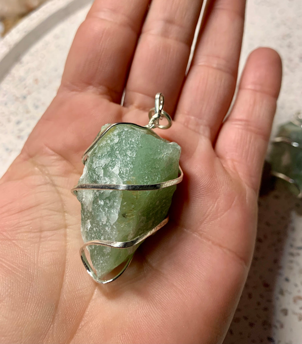 Green Aventurine Spiral Pendant