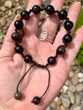 Load image into Gallery viewer, Black Obsidian with  gold sheen,  String Bracelet.
