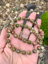 Load image into Gallery viewer, Unakite Energy Prism Faceted Barrel Bracelet.
