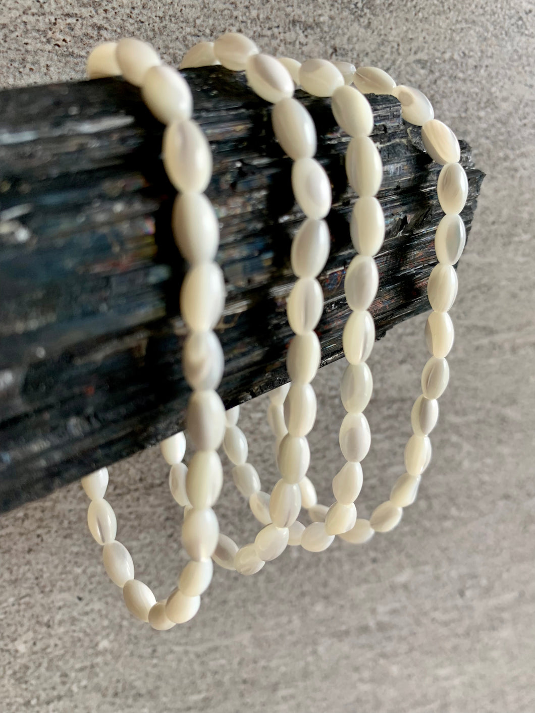 Trochus Shell Rice Bead Bracelet.