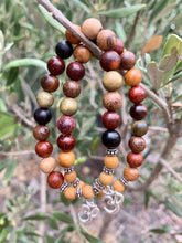 Load image into Gallery viewer, Wooden Mala Beads With Sandalwood &amp; Om Charm
