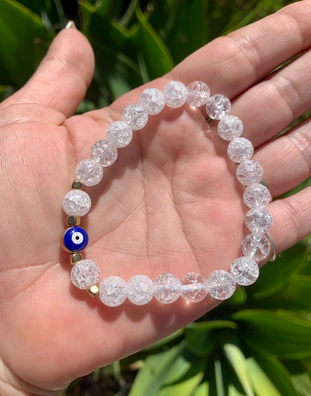 Crackle Quartz With Evil Eye