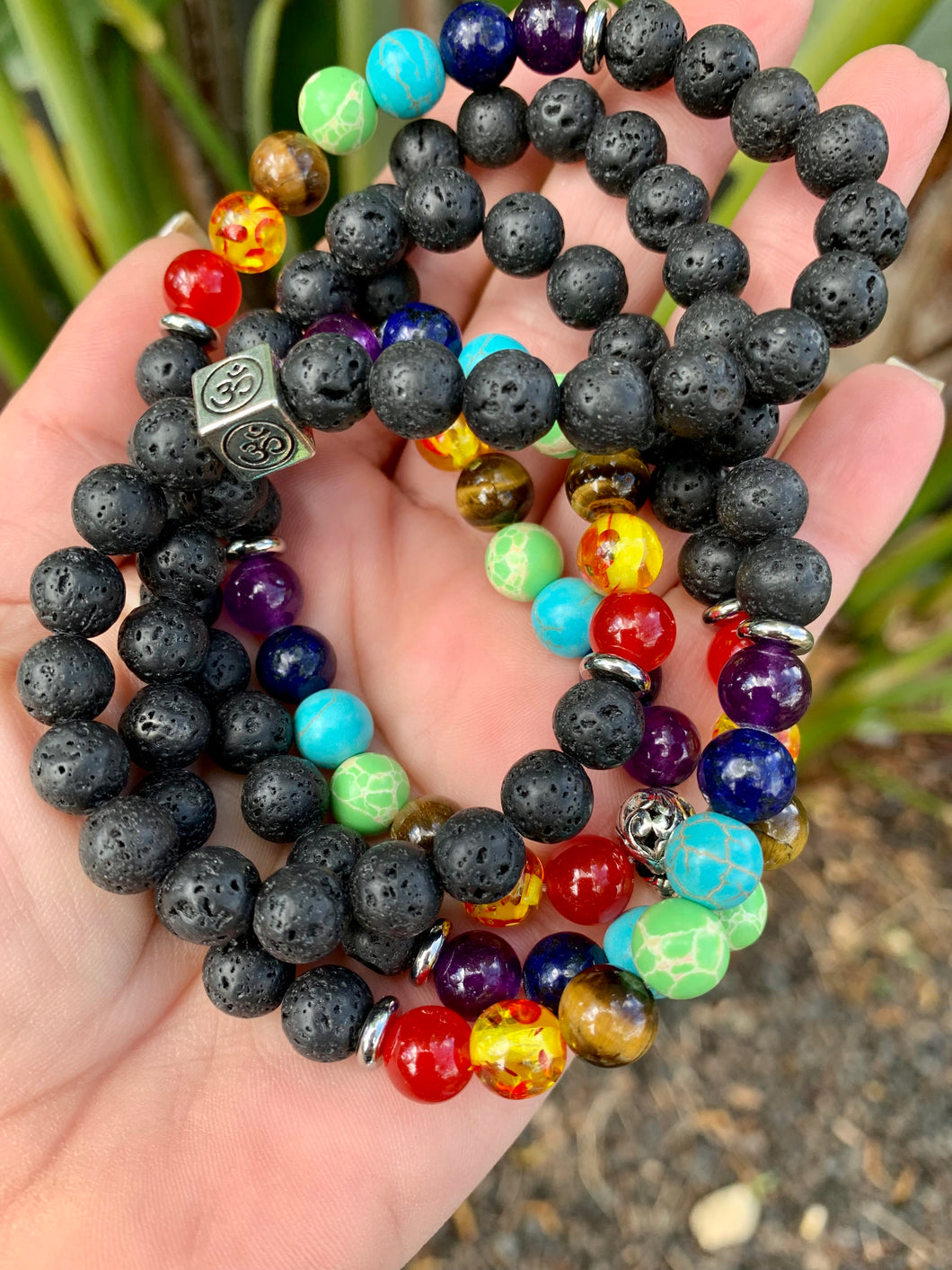 Lava Stone Chakra Mala Necklace/bracelet