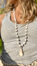 Load image into Gallery viewer, Pink Mangano Wire Necklace with Scolecite Pendant.
