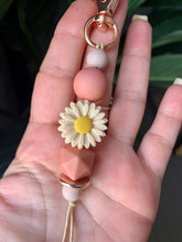 Load image into Gallery viewer, Key Charm / Bag Charm with Rose Gold Clasp &amp; Silicone Daisy
