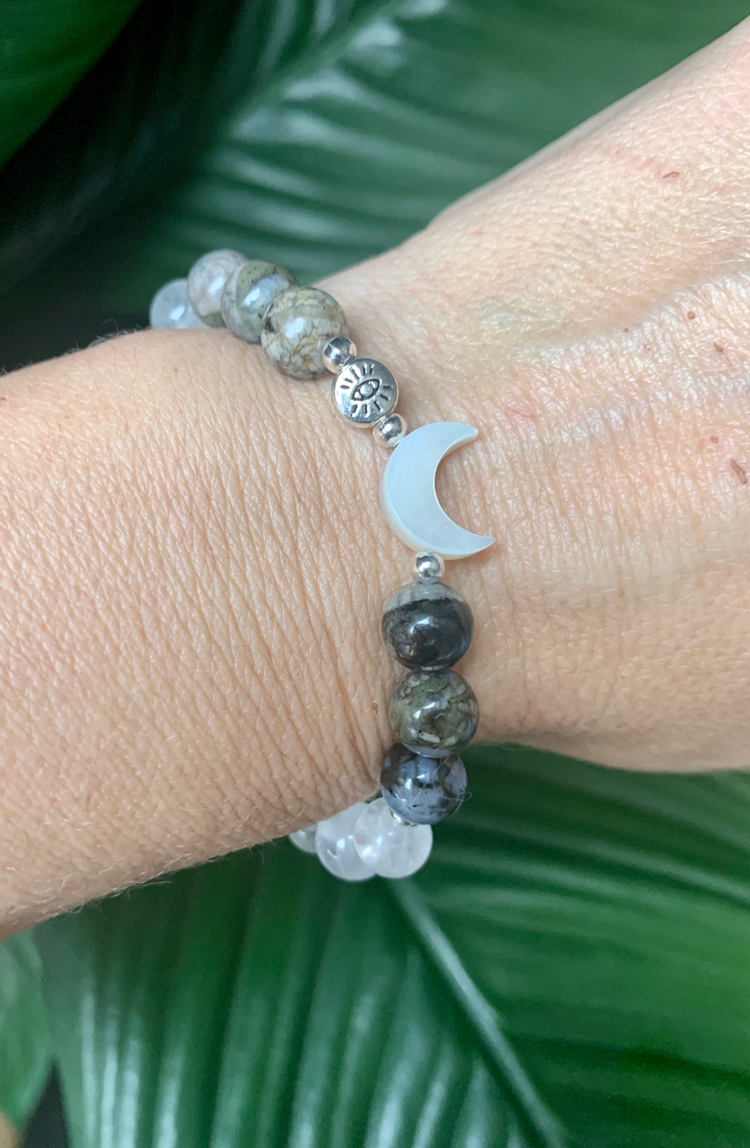 Clear Quartz With Que Sera & Moon Charm