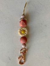 Load image into Gallery viewer, Key Charm / Bag Charm with Rose Gold Clasp &amp; Silicone Daisy
