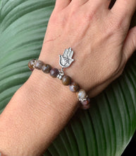 Load image into Gallery viewer, Pietersite With Hamsa Hand Charm Bracelet
